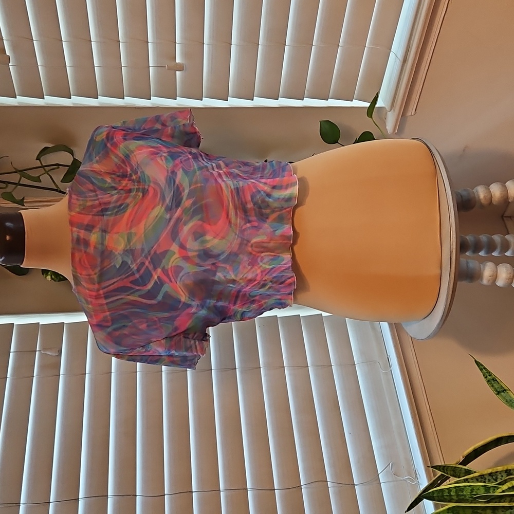 SV Rainbow Swirl Sheer Crop Top